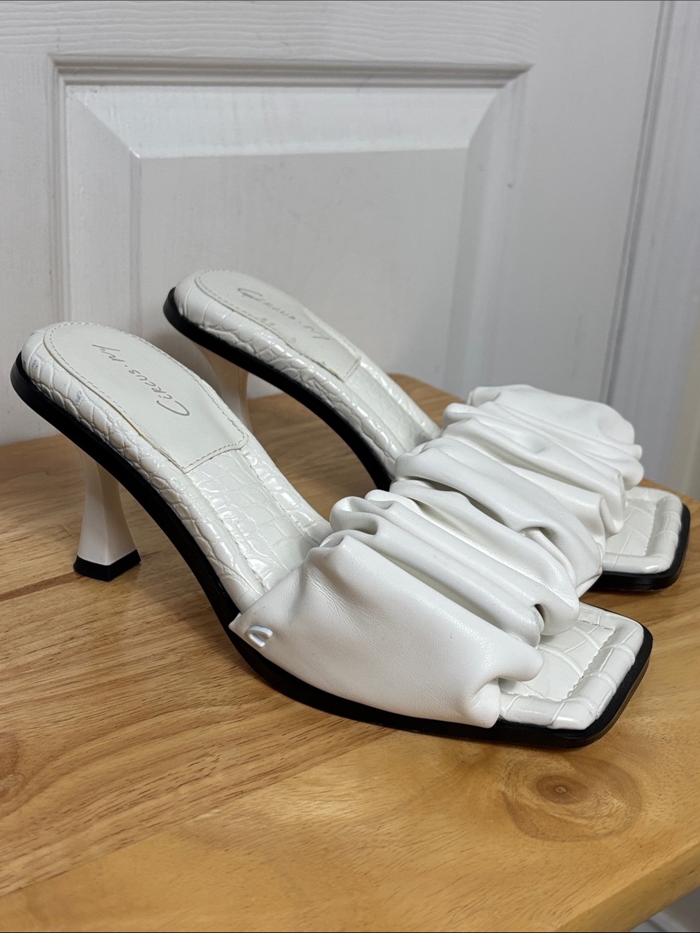 CIRCUS Sam Edelman Slade White ruffle slip in mule heels size 7.5 wedding bridal